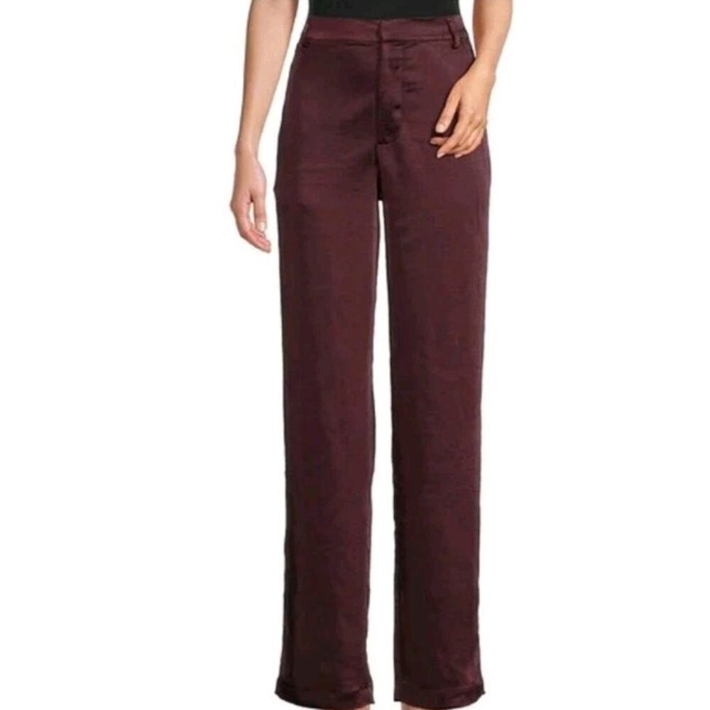 Good American Wide Leg Pants in Deep Burgundy